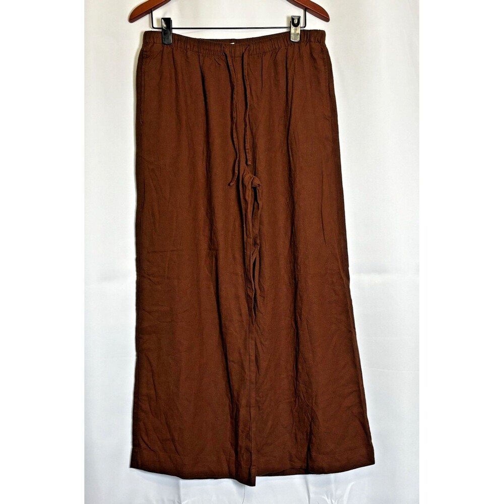 NEW Old Navy Petite High-Waisted Linen-Blend Wide-Leg Pants Precious Earth Sz MP